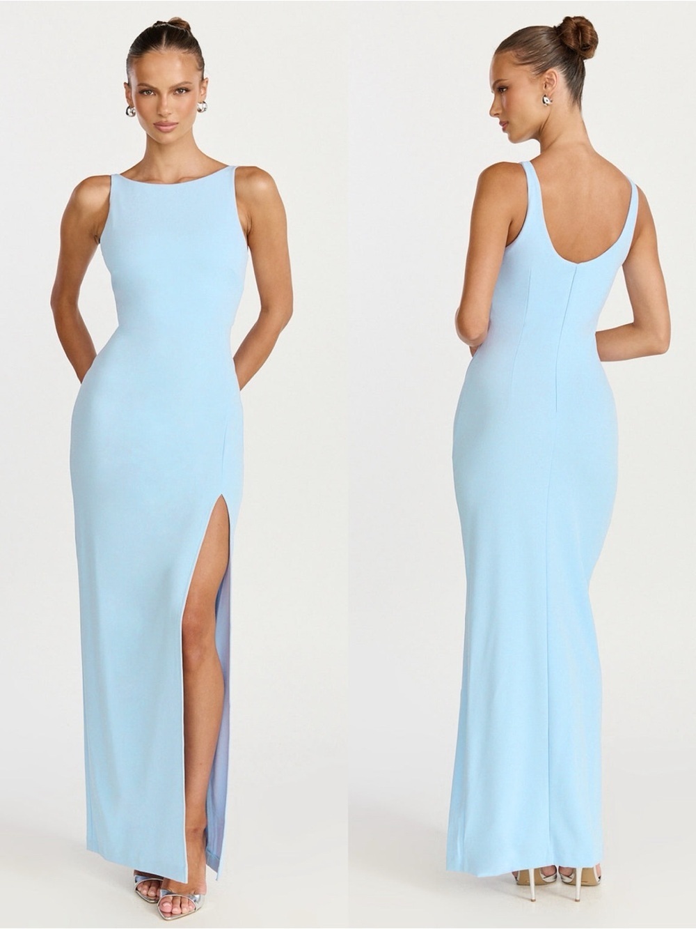 SHOWPO Indi Boat Neck Bodycon Maxi Dress In Light Blue